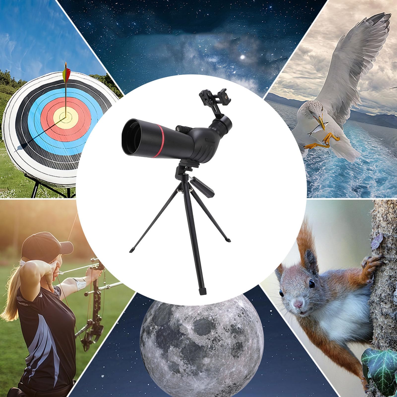 Elprico 15–45 x 60 mm Abgewinkeltes Spektiv HD wasserdicht mit Stativ und Telefonadapter für Vogelbeobachtung Zielschießen