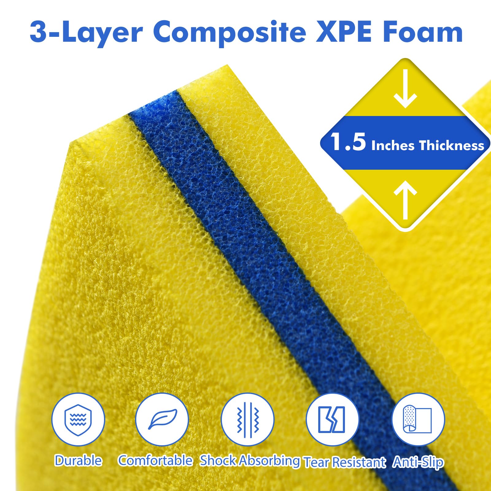 Homasis Colchoneta Piscina de 3 Capas de Espuma XPE con Diseño de Almohada, Flotador de Agua Enrollable, Esterilla Flotante para Mar, Playa, Océano