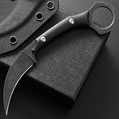 Miniatura 2 de C1151 Cuchillo de hoja fija D2 Hoja de acero G10 Mango EDC Herramienta Cuchillo para acampar al aire libre Senderismo (negro)