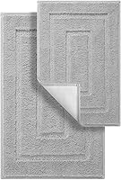 GRANNY SAYS 2-Piece Gray Bathroom Rug Set - Non-Slip, Super Absorbent Soft Microfiber Bath Mats for Shower, Tub, Toilet (20x32 + 16x24)