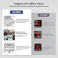Vista 5 de Silla de oficina ergonómica, silla de escritorio con soporte lumbar ajustable, cómodas sillas de computadora de malla transpirable con reposabrazos