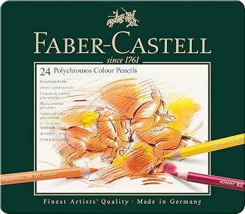 Faber-Castell Polychromos Artists' Color Pencils - Tin of 24 Colors - Premium Quality Artist Pencils