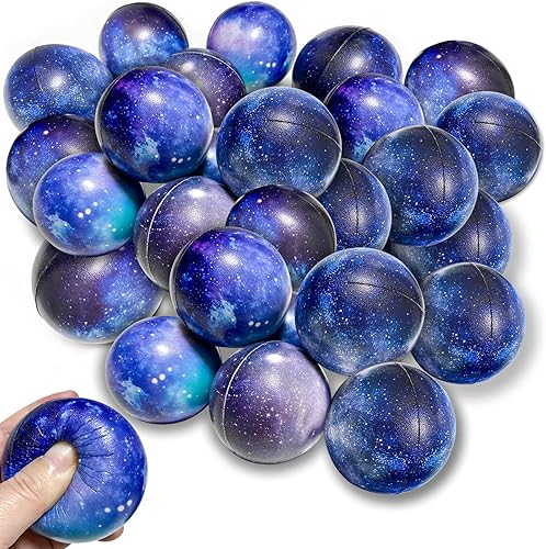30 bolas antiestrés de galaxia de 2.5 pulgadas, bolas sensoriales para ansiedad para apretar, bolas temáticas del espacio exterior, bola de espuma