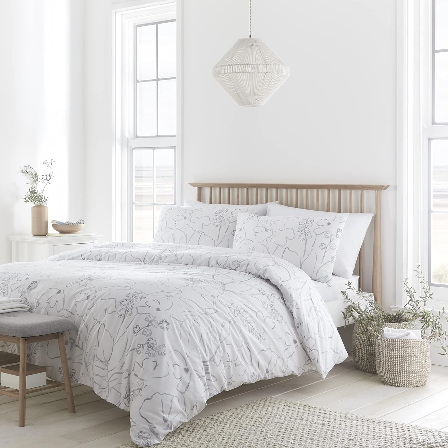 Drift Home Joanna EcoFriendly Duvet Cover Set King Bed Size in Silver, JONGY31PO3