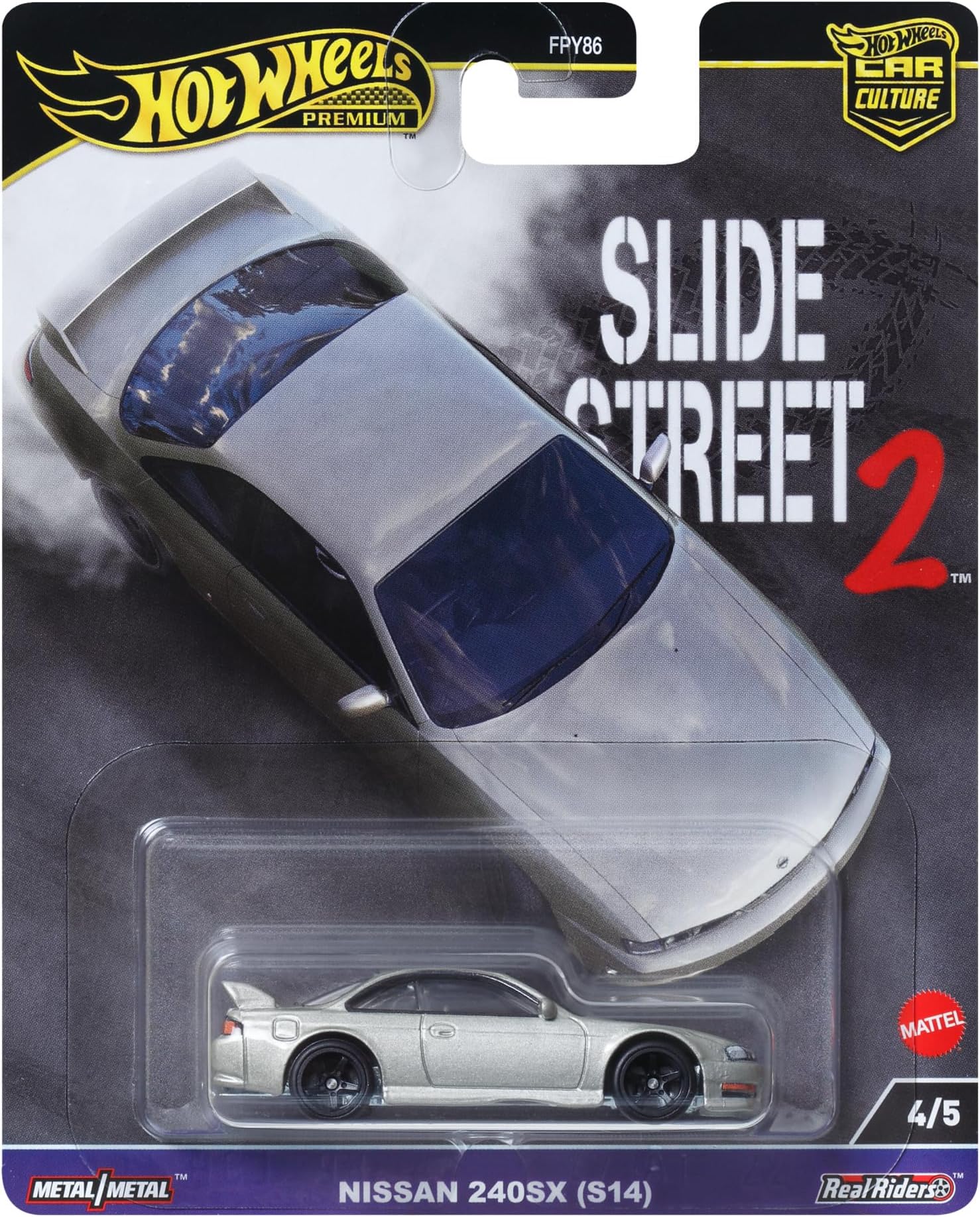 Mattel Games Hot Wheels HKC83 Premium Nissan Silvia S14, Car Culture Circuit Legends Vehicles for Children from 3 Years and Adults Fans and Collectors, Premium Collection by Car Culture in Scale 1:64