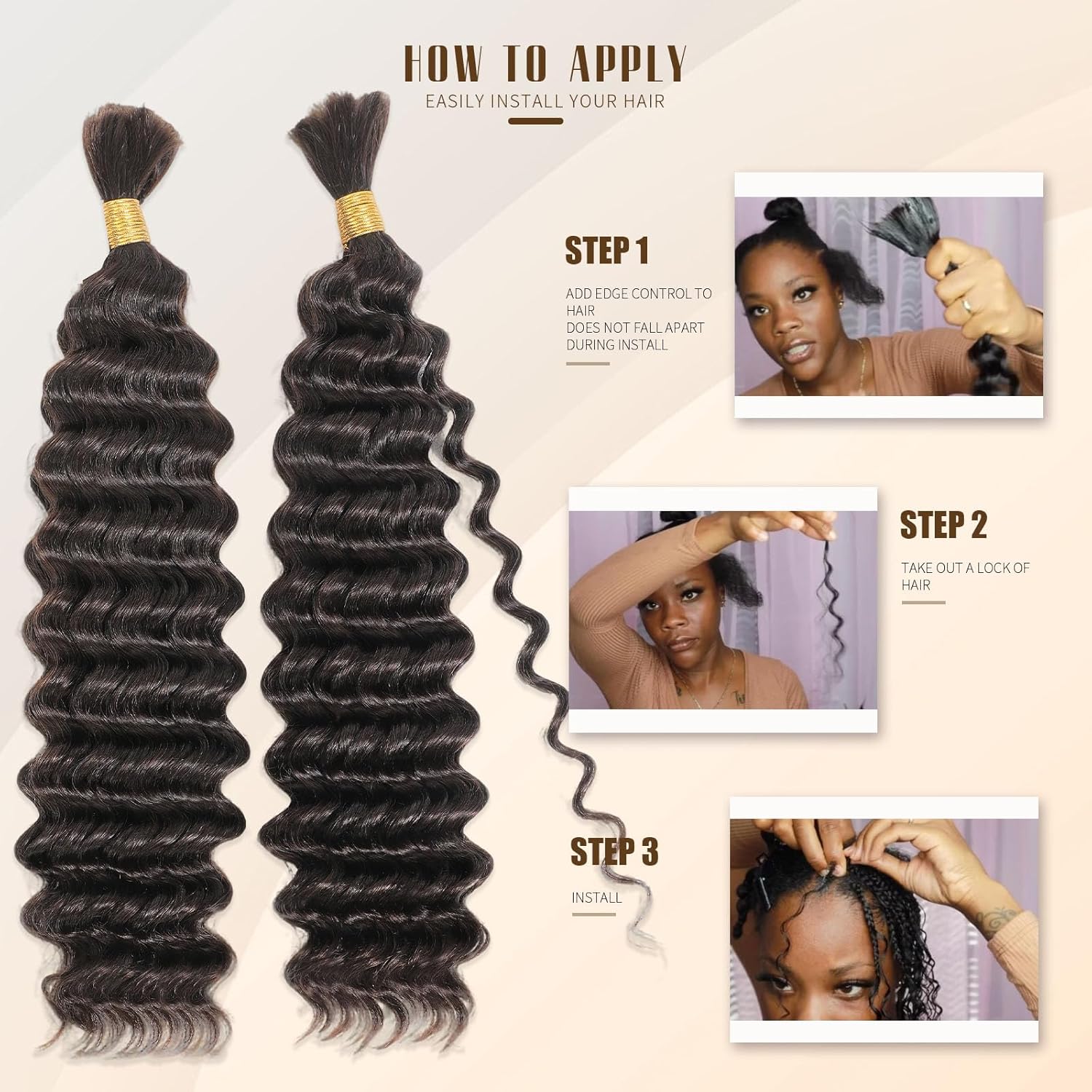 Dark Brown Deep Wave Bulk Human Hair for Braiding No Weft 100% Human Braiding Hair Professionally Salon Dyeing for Eye-Catching 2# 18 Inch