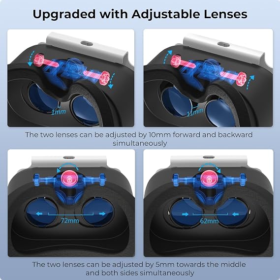 Upgraded VR Headset for Nintendo Switch & Switch OLED Model, Switch VR Virtual Boy Games Glasses with Adjustable HD Lenses and Head Strap with Rotary Button, Labo VR for Switch Accessory(Black&White)