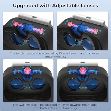 Upgraded VR Headset for Nintendo Switch & Switch OLED Model, Switch VR Virtual Boy Games Glasses with Adjustable HD Lenses and Head Strap with Rotary Button, Labo VR for Switch Accessory(Black&White)