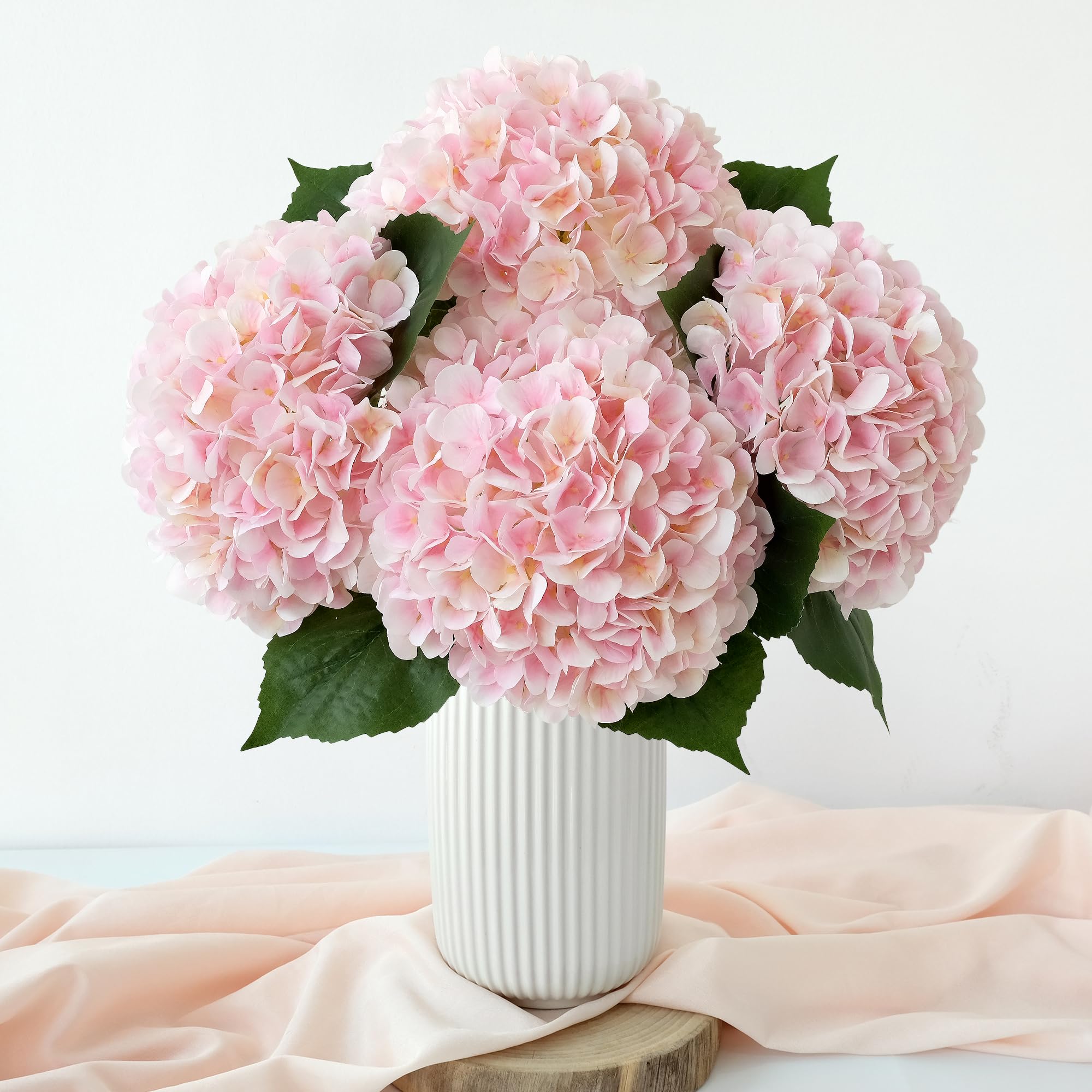 SUMTIPHUN 4 Pcs Pink Hydrangeas Artificial Flowers, 20 inches Large Lifelike Fake Silk Flowers, Faux Hydrangeas Flowers for Wedding Home Party Decor