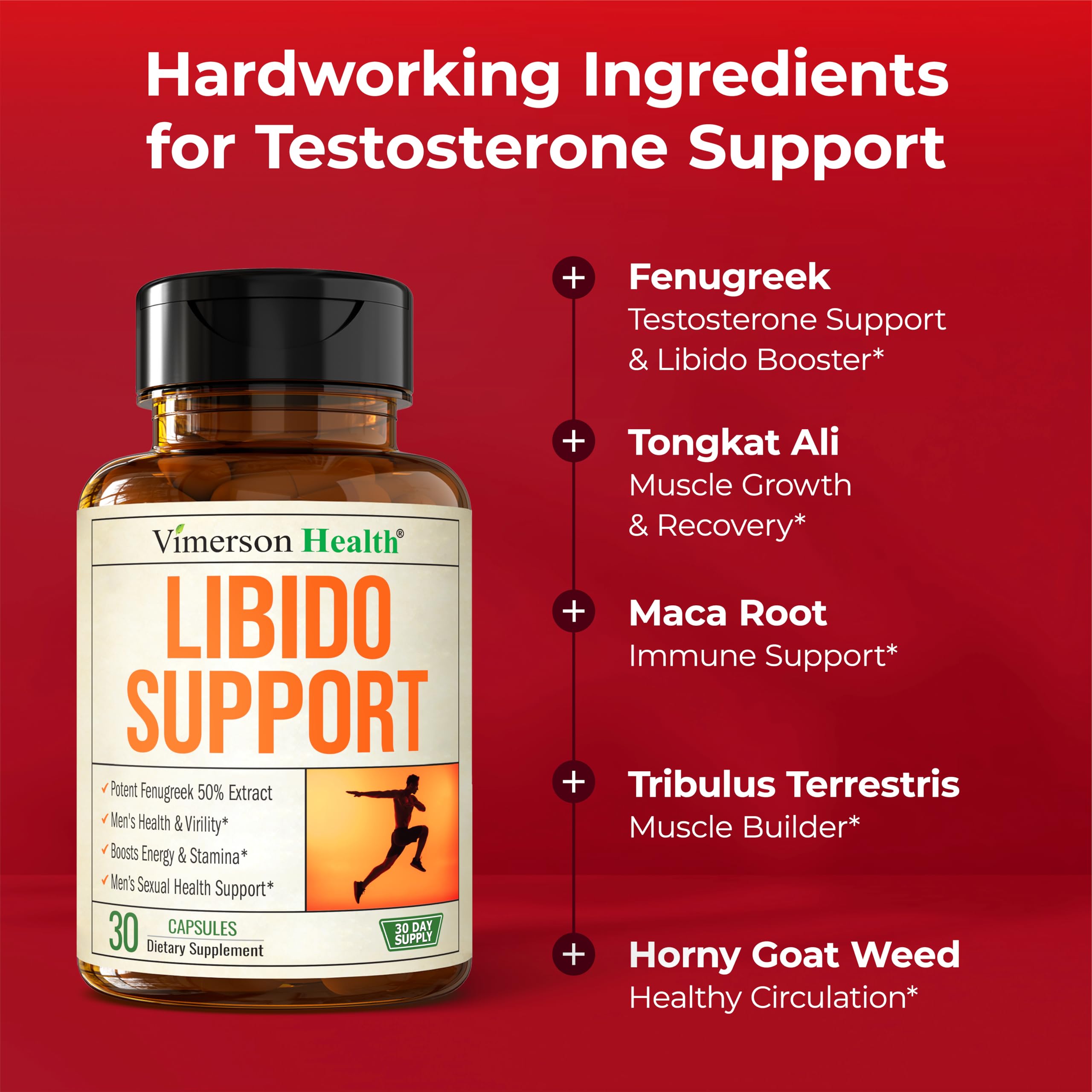 Fenugreek Testosterone Supplement for Men w/ Horny Goat Weed &Tribulus 30ct — Amazon image 5