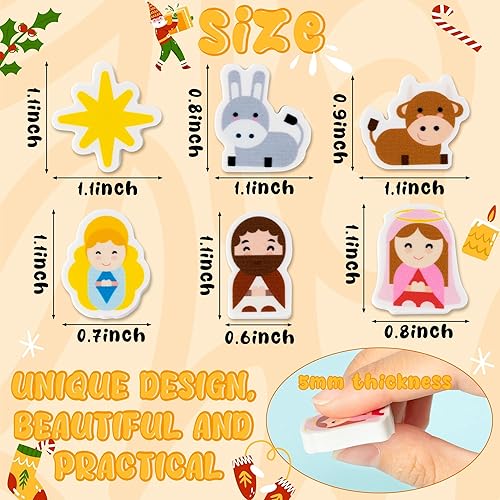 Miniatura 3 de ANGOLIO 60P - Borradores a granel de Navidad cristiana a granel para fiesta religiosa, borradores de dibujos animados con patrón de Jesues para