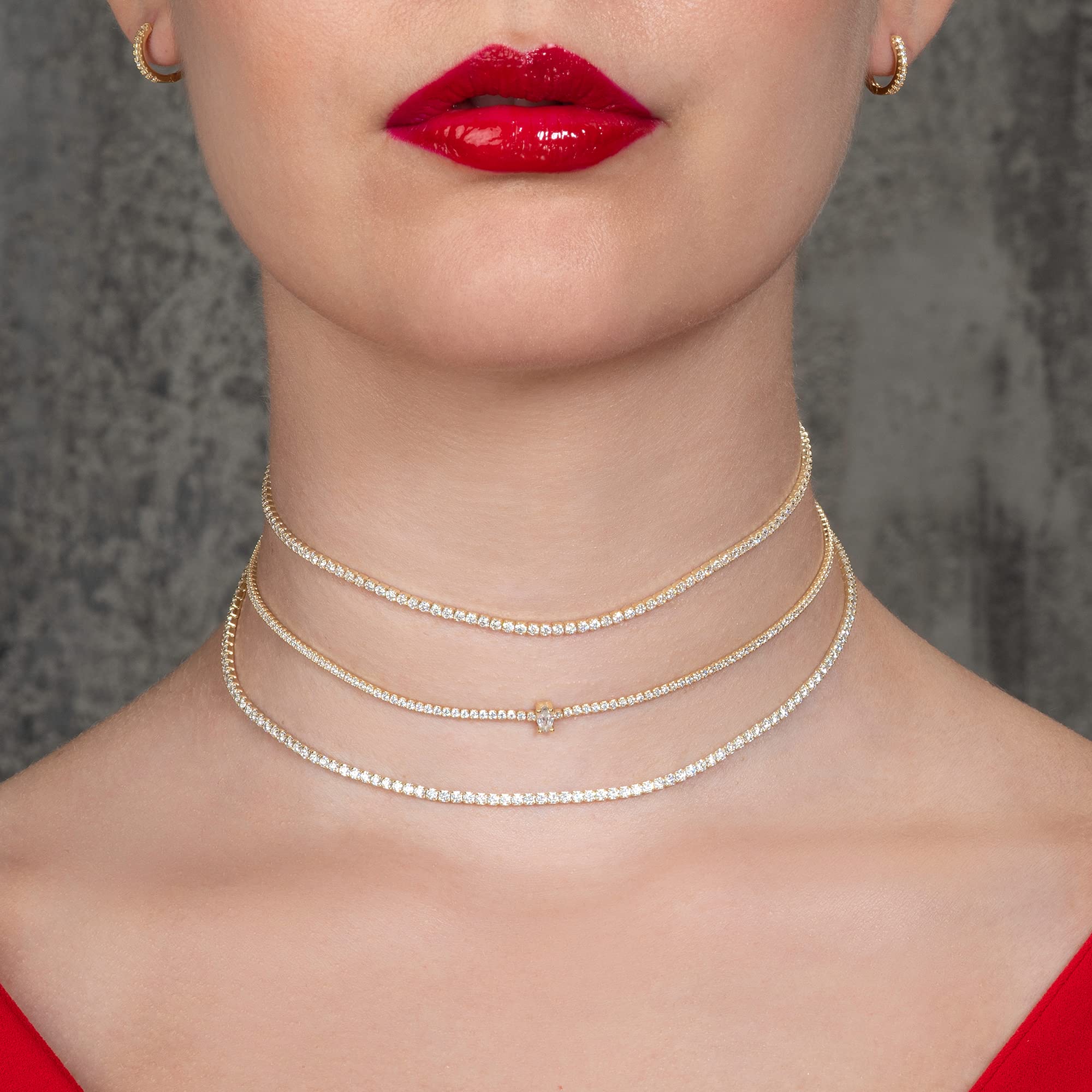 namana Collana Girocollo per Donna e Ragazza, Collane in Argento Sterling 925 con Zirconi Cubici in Taglio Marquise, Gioielli Donna, Idee Regalo per le Donne