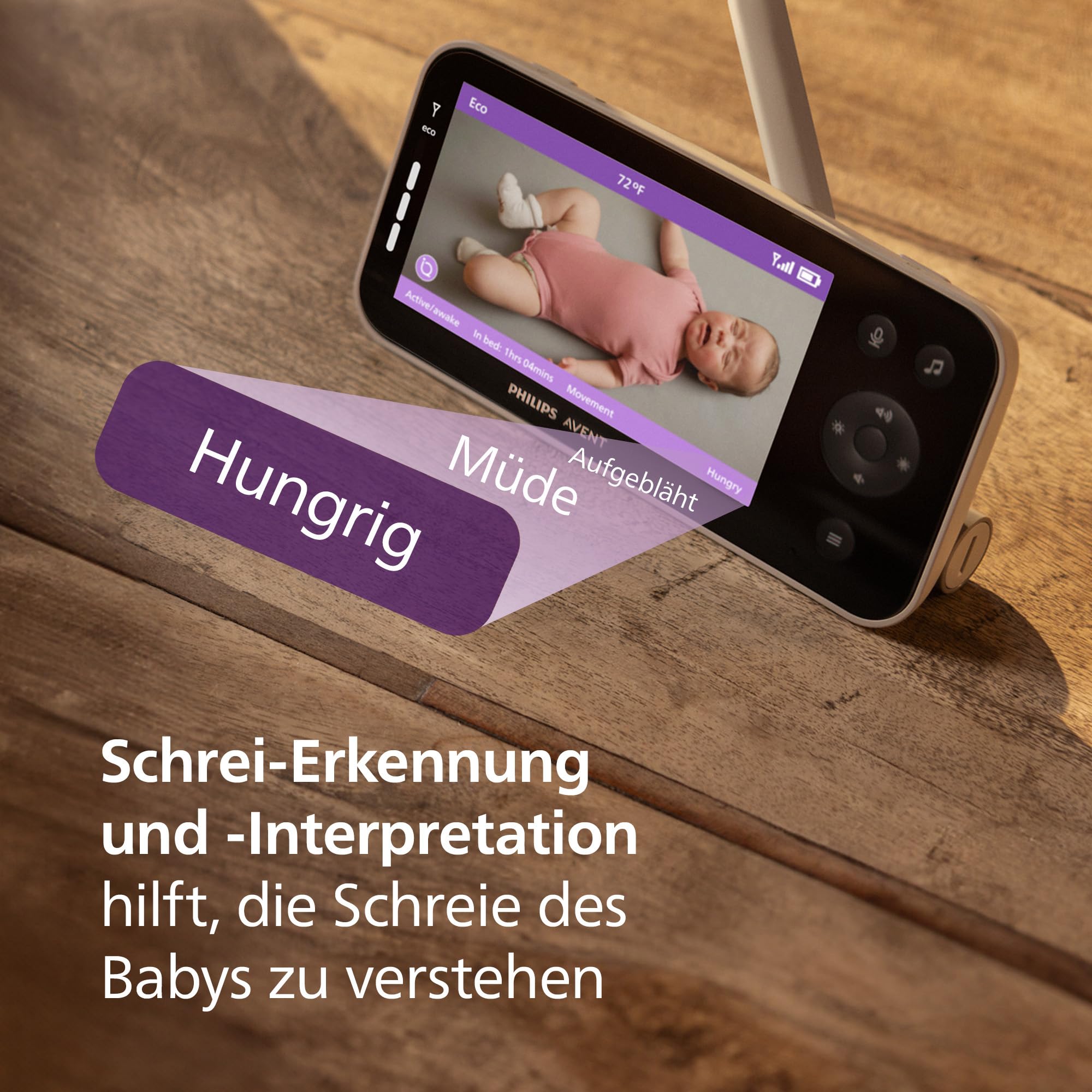 Philips AVENT Premium Connected Babyphone SCD973/26 mit Kamera, KI Schlaf- und Atmungs-Tracking, Schrei-Interpretation, DEKRA zertifiziert
