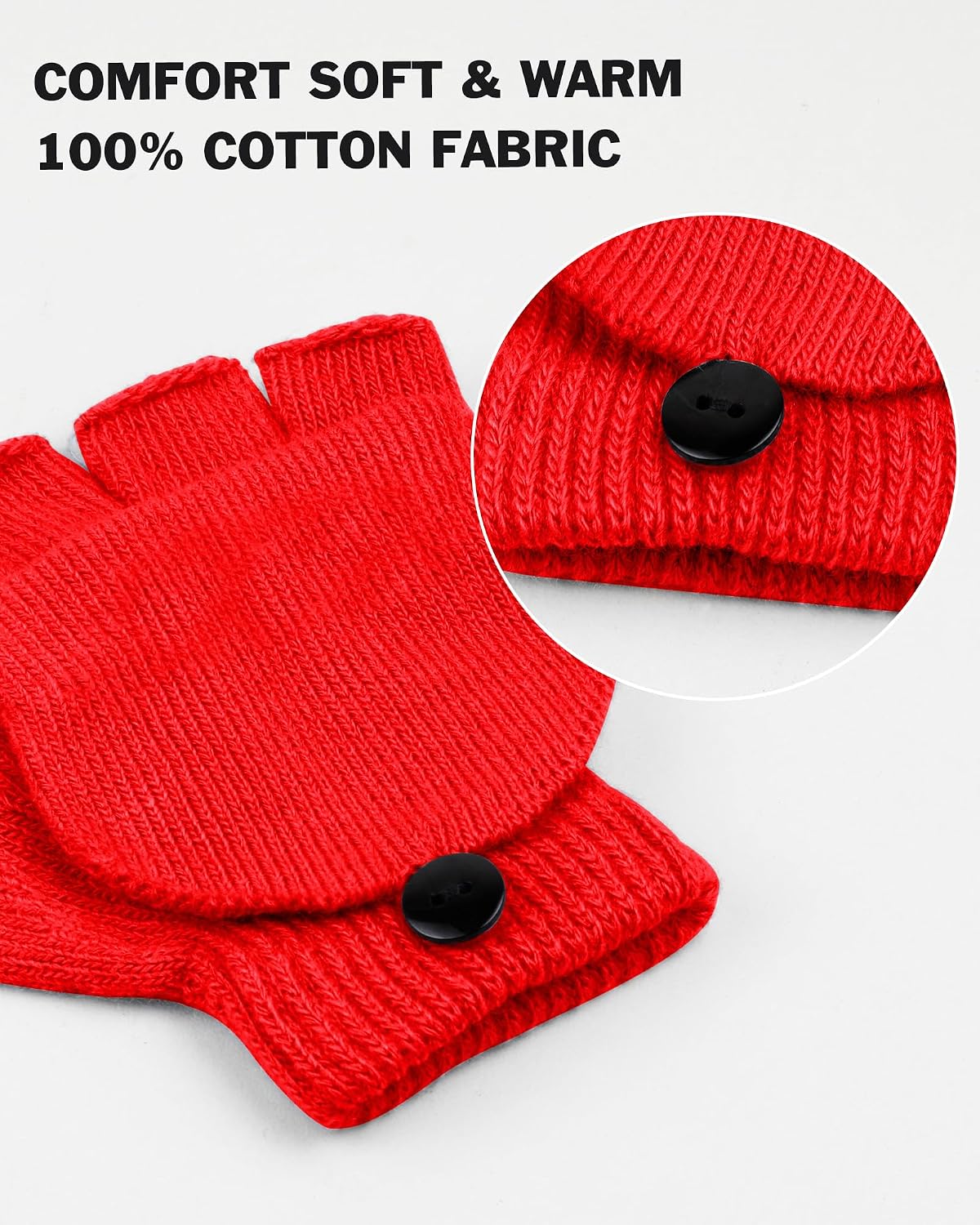 ONESING 3 Pairs Kids Fingerless Gloves with Mitten Cover Convertible Knit Gloves Kids Fingerless Mittens for Boys Girls Mixcolor J