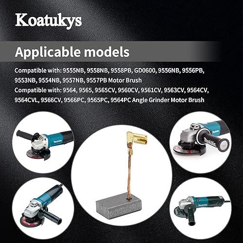 Miniatura 6 de 194074-2 CB-325 Juego de cepillos de carbono de repuesto para amoladora angular Makita 9564CV 9565CV PW5001C (2/Pack)