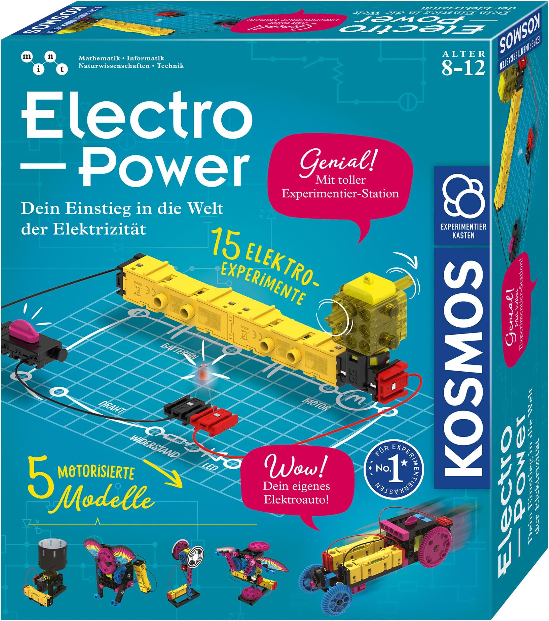 KOSMOS 620707 Electro Power - Entry into the World of Electricity, Amazon Exclusive, Technology Experiment Box for Children from 8 Years, Electronic Construction Kit with 5 Motorised Models