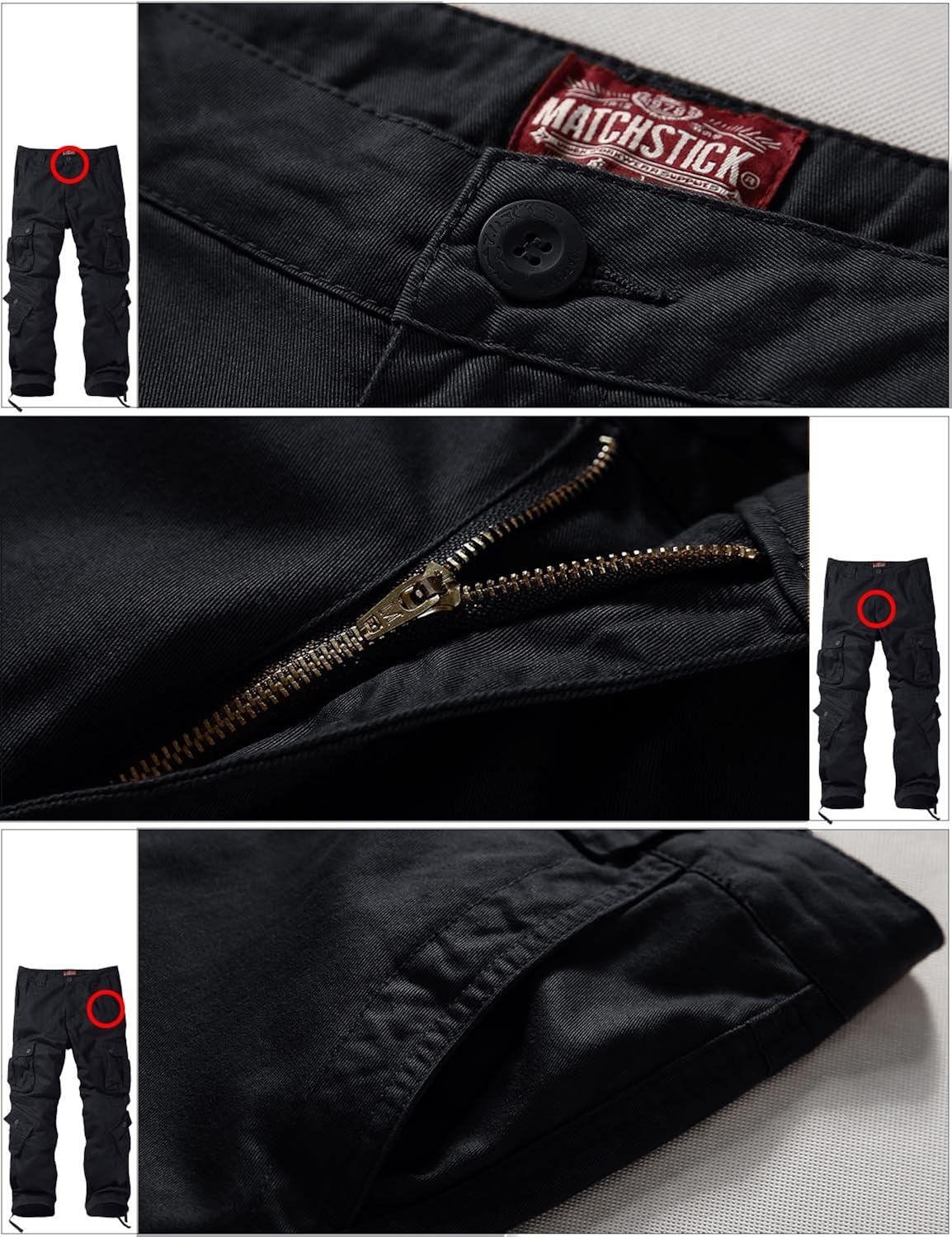 Match Men's Wild Cargo Pants 34 Dark Gray