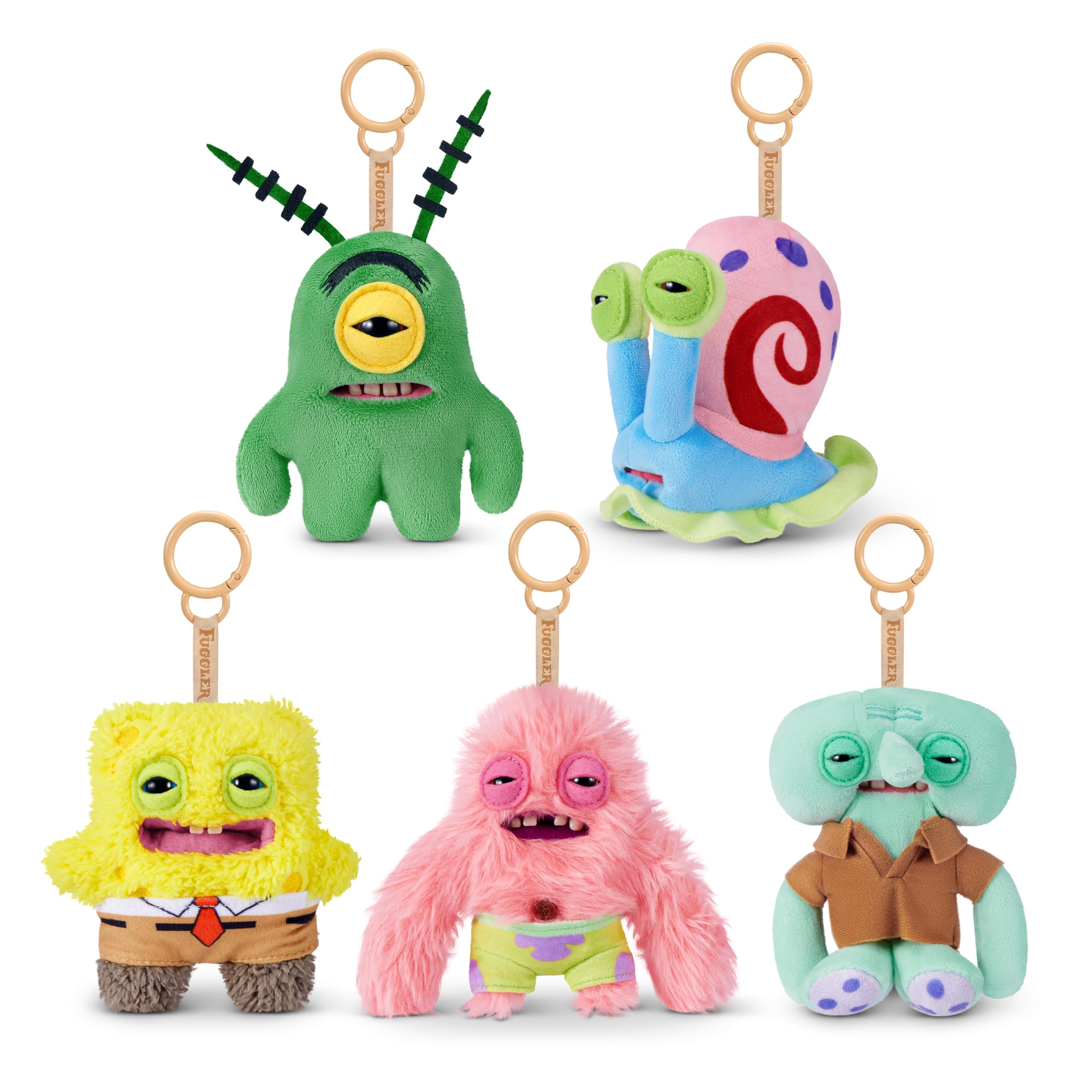 Fuggler SpongeBob 5-Inch Plush Keyring by ZURU – Giocattolo di peluche Funny Ugly Monster con denti quasi umani, portachiavi collezionabile per bambini, adolescenti, adulti e amanti dei peluche strani