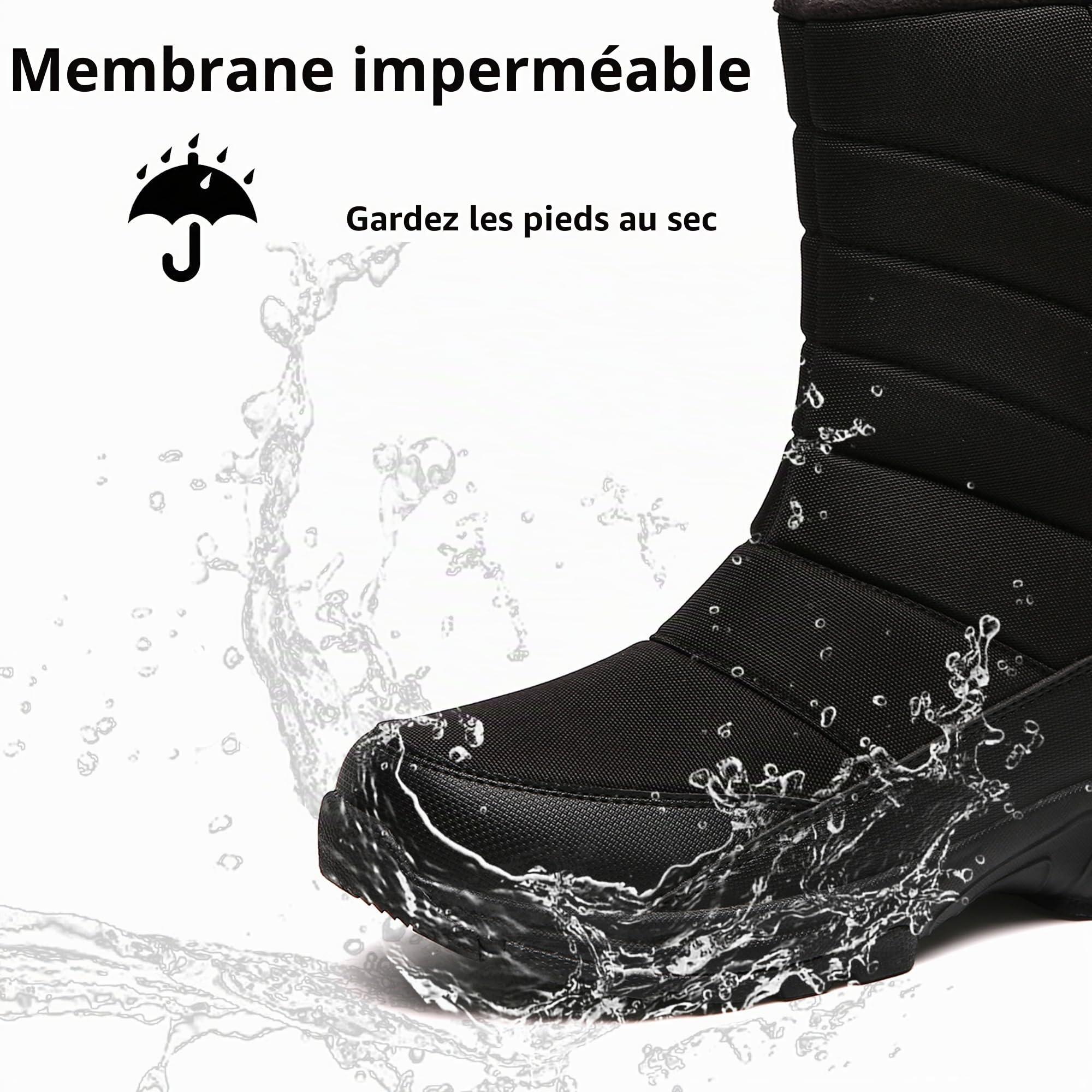 TLOLA Bottes d'hiver pour homme - Imperméables - Doublure chaude - Légères - Antidérapantes - Pour le travail, le ski, le plein air