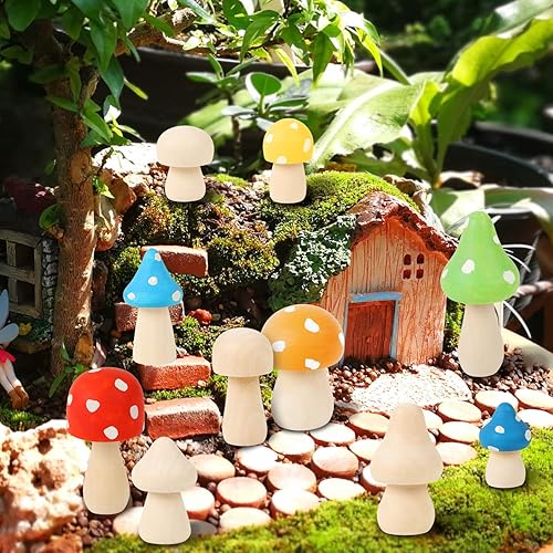 Miniatura 4 de 30 hongos de madera sin terminar, 10 tamaños, hongos de madera natural para manualidades, figuras de hongos de madera para proyectos de arte de