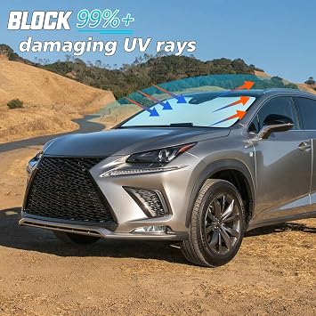 Foldable Windshield Sun Shade for Lexus NX300h/NX300/NX200t 2015-2024 | Custom Fit Lexus Front Window Sunshade Sun Visor Cover Blocks UV Rays Keep Your Car Cooler