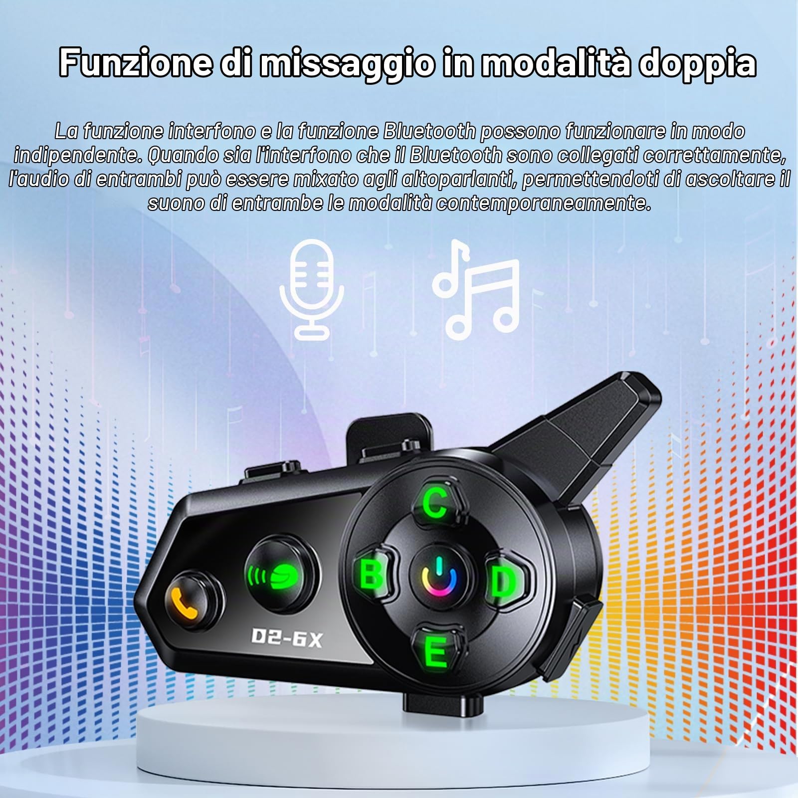 Interfono Moto Casco Auricolare Bluetooth Casco Moto Coppia con Doppio Chip per Multitasking Audio Cuffie 1000M Sistema di Comunicazione Casco 2 a 6 Motociclisti Compatibile con Tutti i Caschi