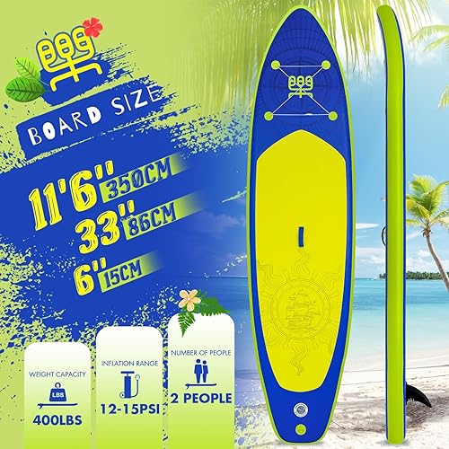 Vista 31 de FunWater Inflatable Stand Up Paddle Board with Premium SUP Paddleboard Accessories, Anti-Slip EVA Deck, 11'/10'6'' Paddle Boards for Adults & Youth