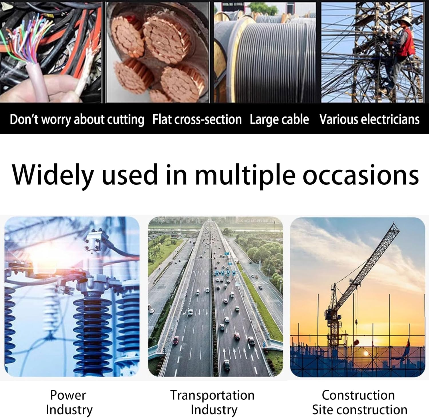 Cordless Electric Ratchet Cable Cutter, Hydraulic Wire Cutting Tool, 50-95mm, Heavy Duty Alloy Steel Blades For Aluminum, Copper & Armored Cables EC-75m