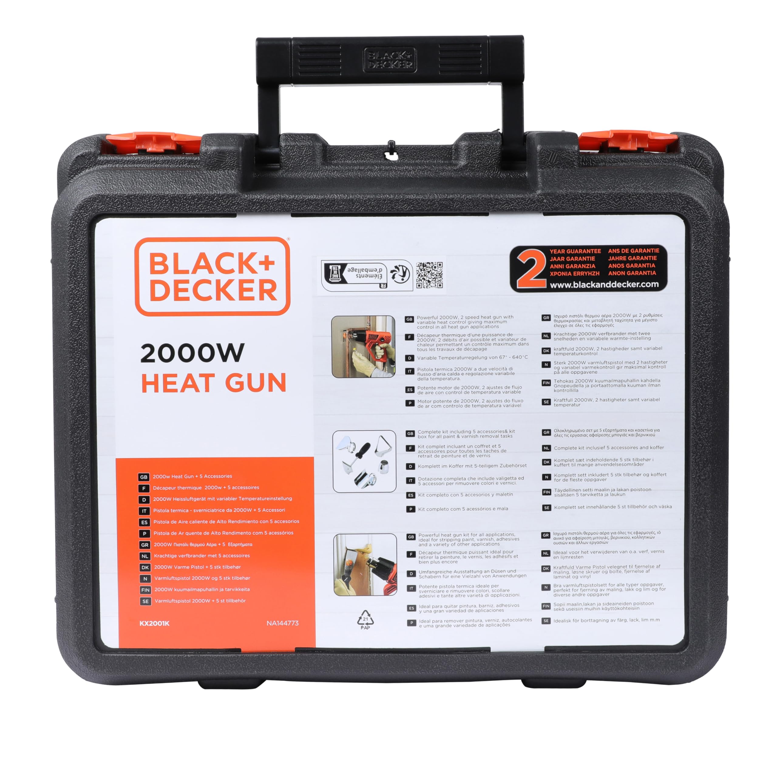 BLACK+DECKER KX2001K Decapador de 2000 W con maletín (230 V)