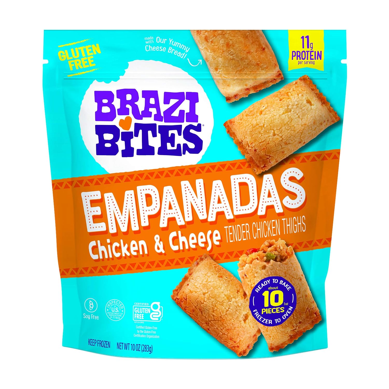 Brazi Bites, Empanadas, Chicken & Cheese, 10 Oz (Frozen)