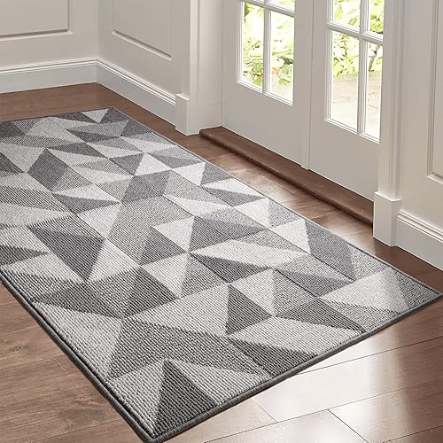 Vista 45 de Tapete para interiores de 32 x 48 pulgadas, tapete absorbente para puerta delantera y trasera, parte trasera de goma, antideslizante, atrapador