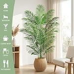 Arbre à palmiers artificiels faux 6FT Artificia Plantes Intérieur Faucon Arbre Tropical Faux Plam Trees Plantes de sol Areca en pot avec 13 Coffrets & Real Bark Design Faux Palm Plant pour la maison extérieure 18 Feuilles Grand arbre de palmiers faux