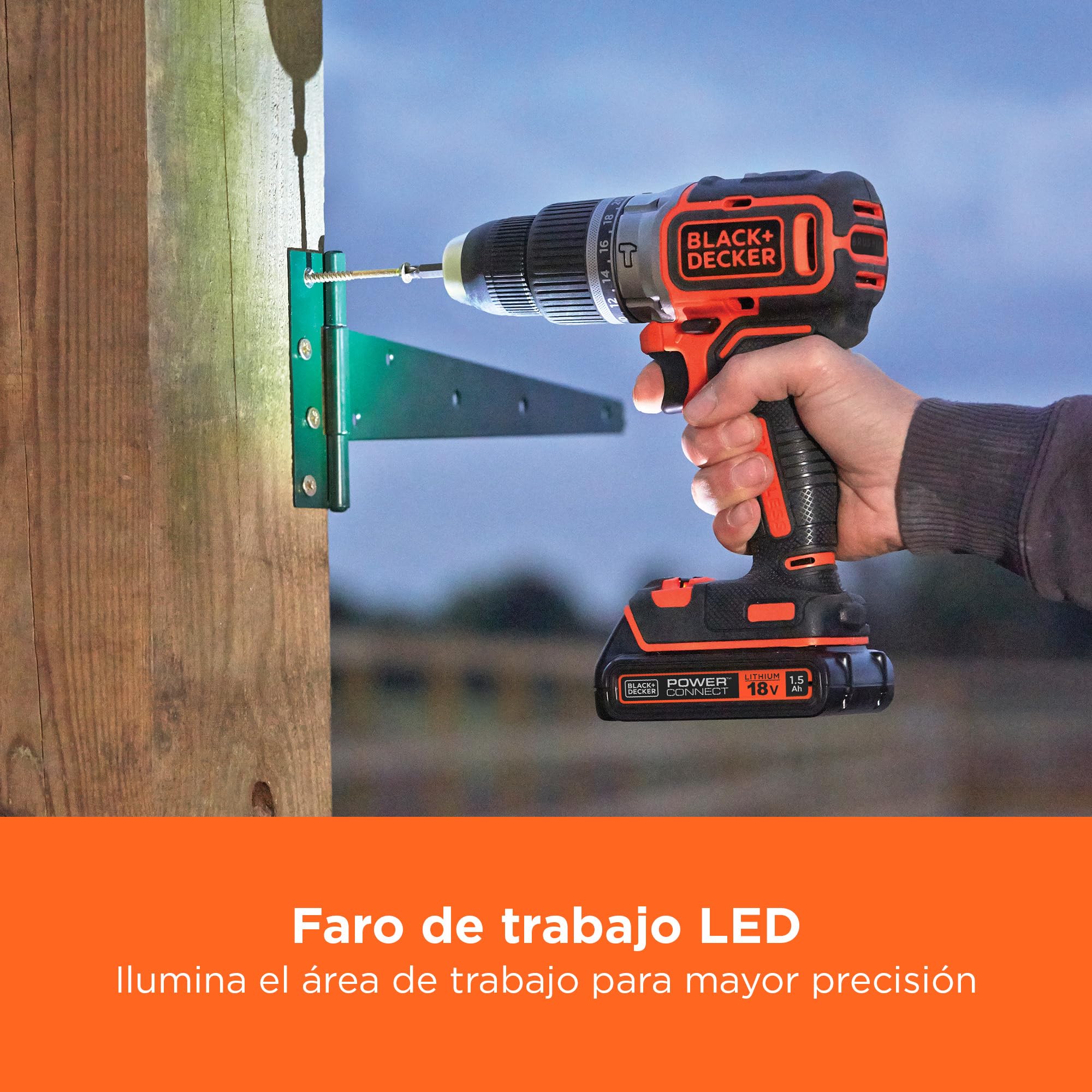 BLACK+DECKER Taladro percutor sin cable 18V, motor sin escobillas, 28,050 GPM, 52Nm, 2 velocidades para perforar madera y acero, herramienta sola, BL188N-XJ