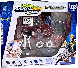 Tornado Gyro Combat - 4 Beyblades + Mega Arena + Lançadores - Kit Beyblades - Brinquedo