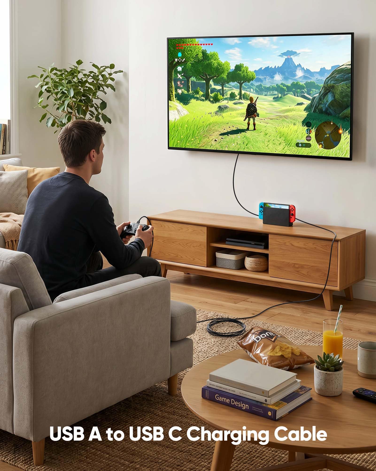 USB-A-auf-USB-C-Kabel, 7,6 m, 2er-Pack, PS5-Controller-Ladekabel für PS5/PS5 Pro-Controller, Xbox-Controller, Switch Pro-Controller, extra langes USB-C-Ladekabel für PS5, Xbox Serie X/S,N-Switch