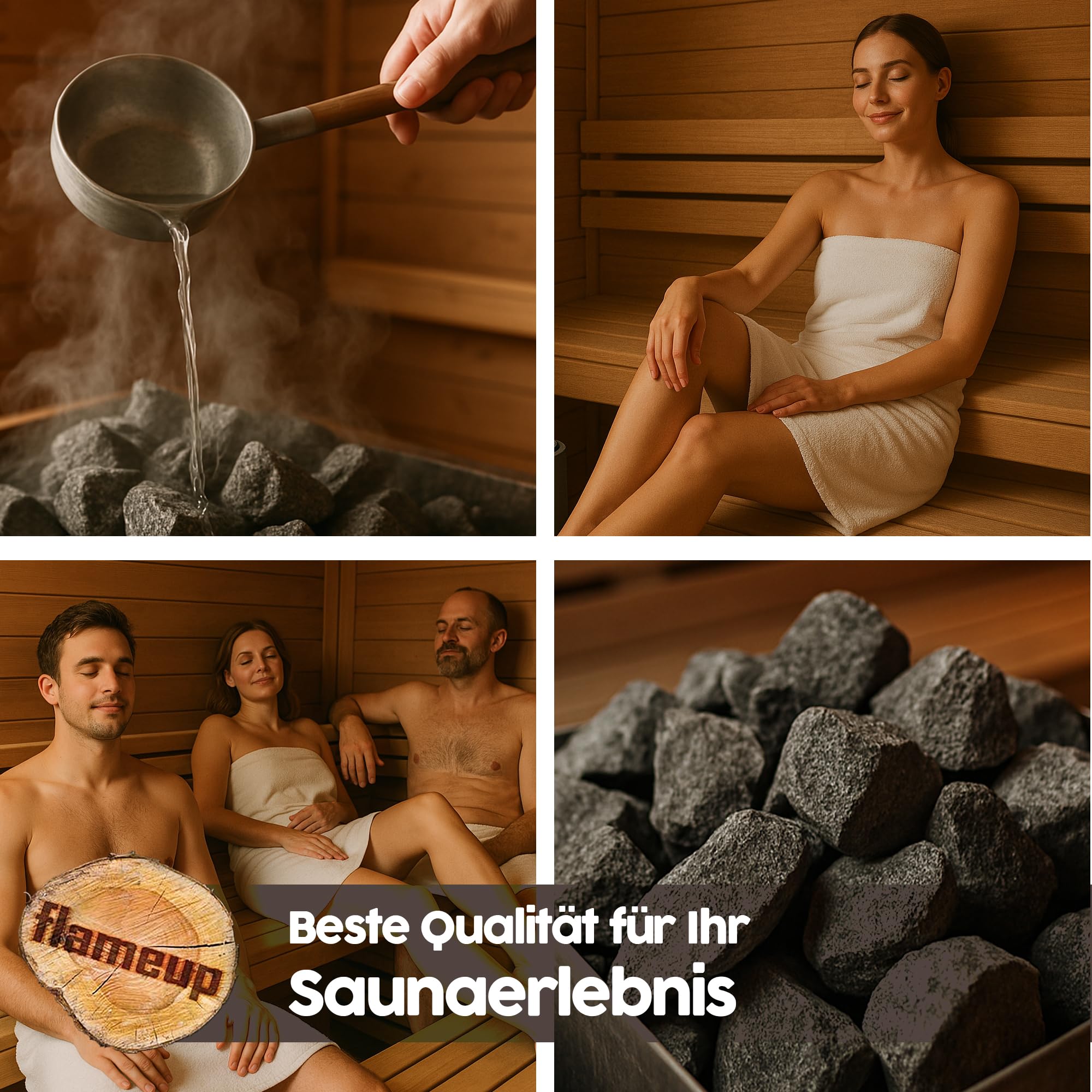 Diabas Saunasteine, 20 kg, 50-80 mm, vorgewaschene Aufgusssteine für Saunaofen, handverlesen, schadstofffreies Saunazubehör für alle Arten von Sauna