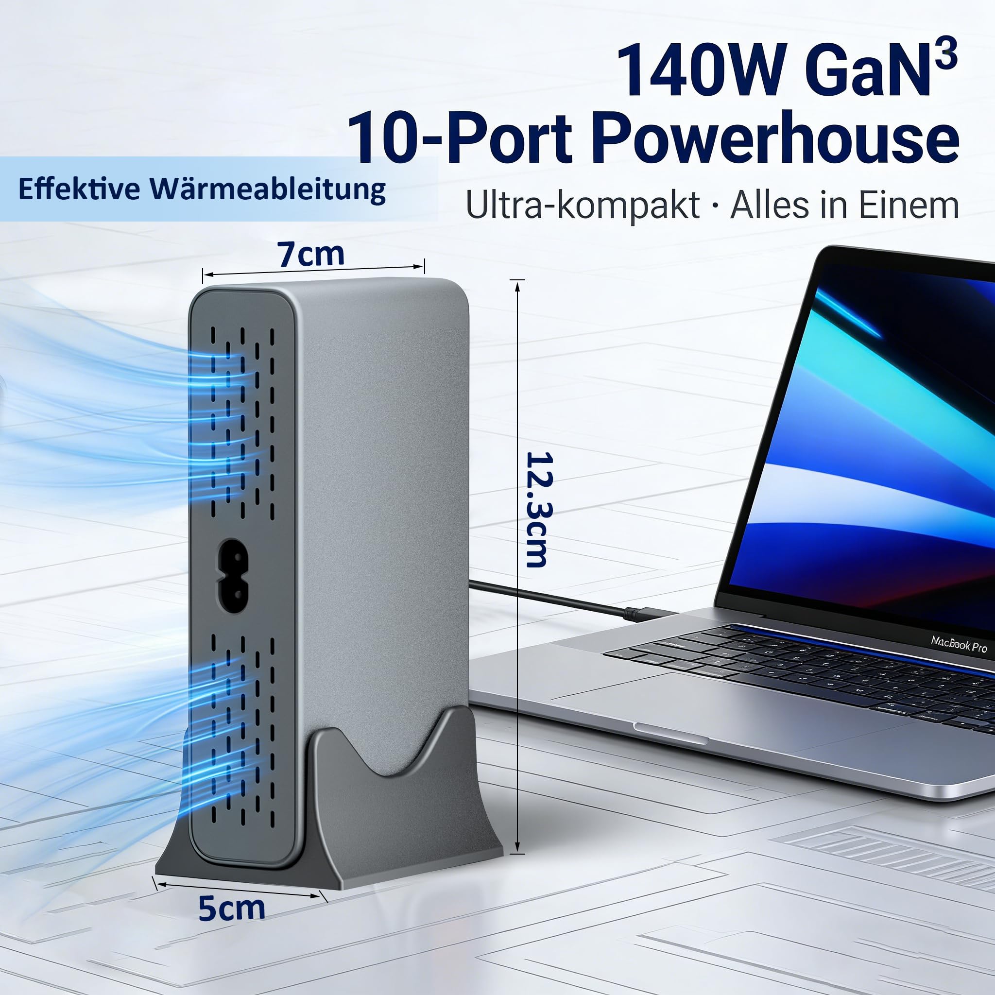 800W USB C Ladegerät Mehrfach, 10 Port GaN Ladestation mit 2X 140W PD für Mehrere Geräte, PPS Schnellladegerät Netzteil, Kompatibel mit MacBook Pro/Air, Laptop, iPad, iPhone, Huawei, Galaxy