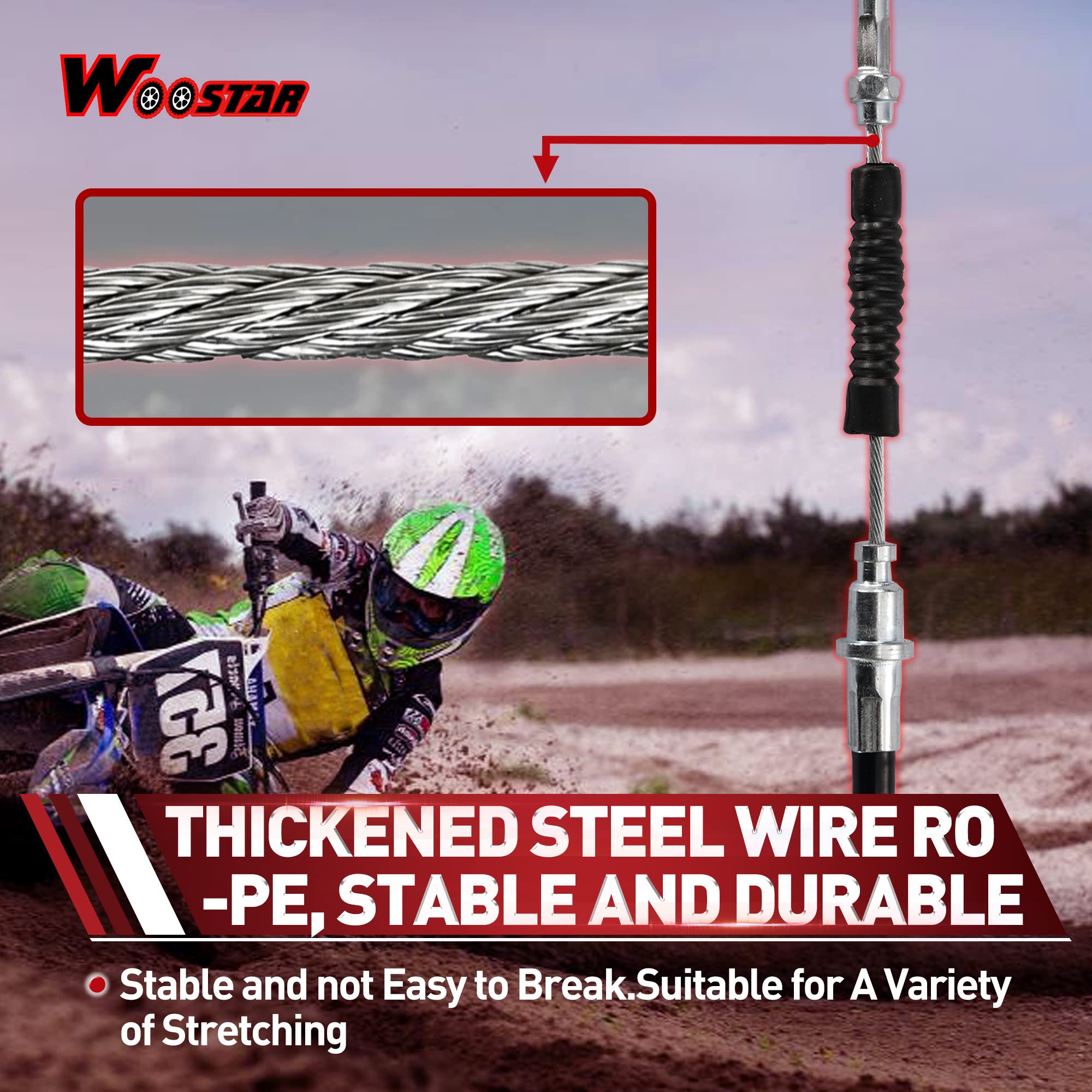WOOSTAR 2150mm Cable Freno Trasero Reemplazo para GY6 50cc 70cc 90cc 110cc 125cc 150cc ATV 4 Wheeler Quad Go Kart Ciclomotor Scooter