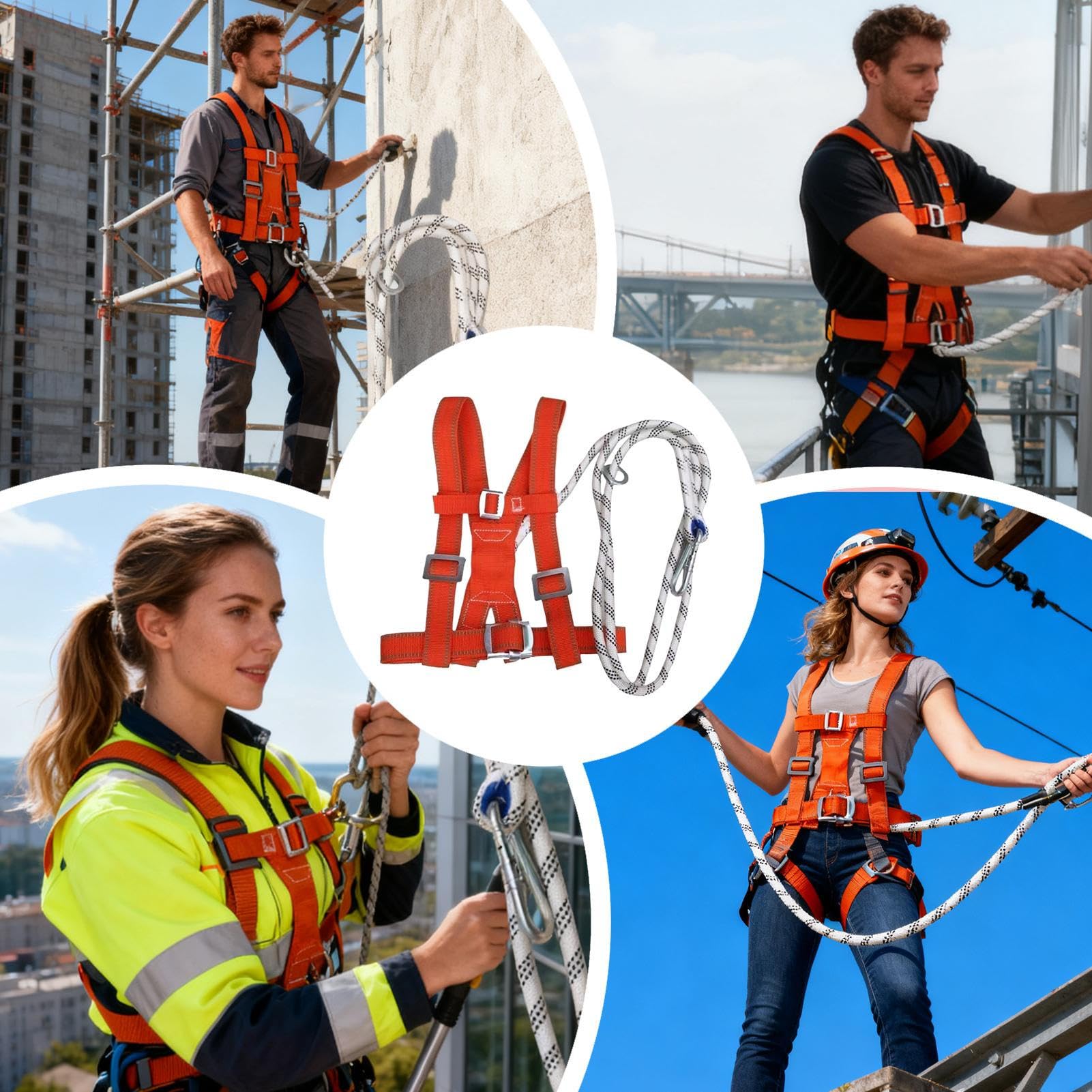 Arnés De Seguridad Para Construcción,Equipo Ajustable De Doble Correa,Arnés de Cinturón de Seguridad Contra Caídas | Para Hombres Principiantes Profesionales Limpiador De Ventanas Almacén