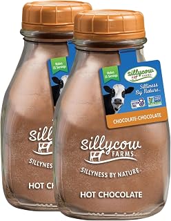 Sillycow Farms Hot Chocolate Mix Flavor | Rich Hot Cocoa Delight | Gluten-Free, Non-GMO, Dairy-Free | Nut-Free Certified Quality Cocoa Powder Blend | 16.9 Oz Reusable Glass Bottle - Pack of 2