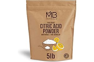 MB Herbals 5 lb 100% Pure Food Grade Fine Granulated Citric Acid Powder