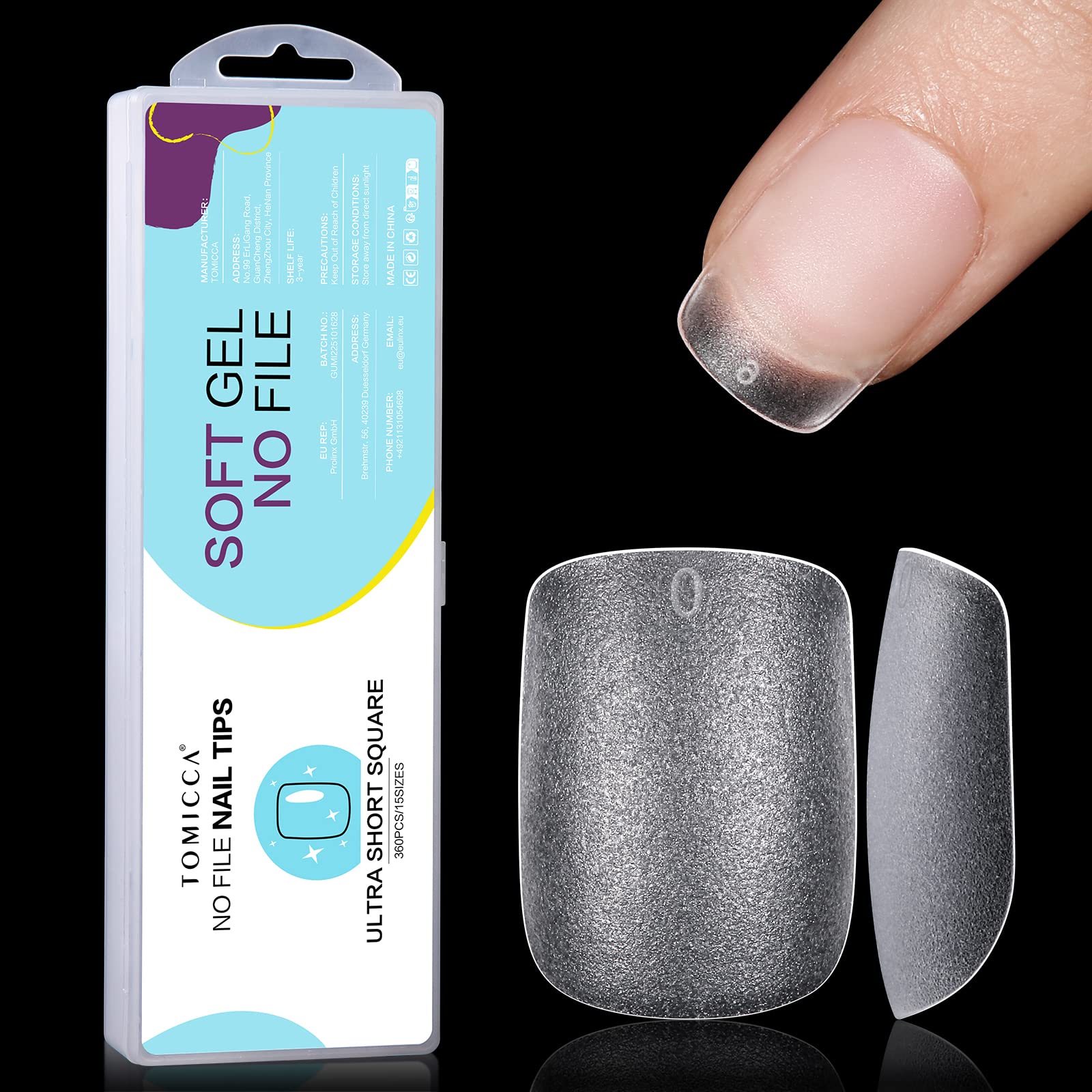 TOMICCA Extra Short Square Nail Tips