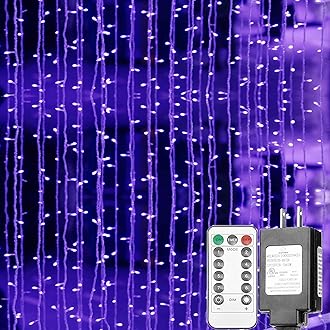 Solhice Black Light Curtain String Lights for Glow Party 10ft x10ft 306 LEDs, Blacklight with Remote Control for Halloween Bedroom Birthday Fluorescent Party Indoor Décor