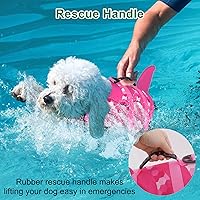 Vista 128 de Chaleco salvavidas de tiburón para perro, chaleco salvavidas ajustable para nadar con asa de rescate