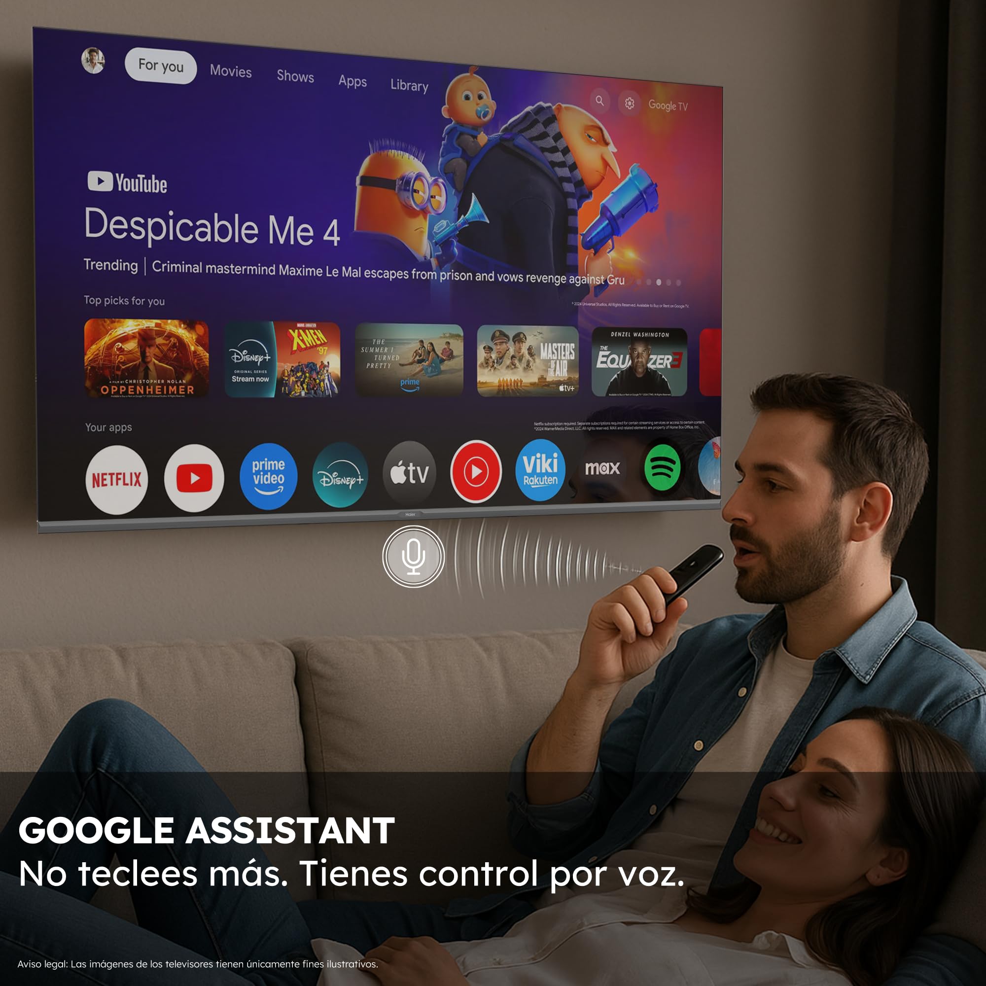 Haier Direct LED Full HD H32K85FFX - 32", Smart TV, Google TV, Dolby Audio, HDR 10, Smart Remote Control, Google Assistant, Procesador Quad Core, Bluetooth 5.1, DBX TV, HDMI 2.1 x 4, Sin Marcos, 2025