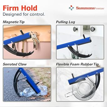 Sammons Preston Reacher, 26 Grabber Tool for Seniors, Magnetic Tip, Blue | Lightweight grabber reacher tool with magnetic tip, ergonomic grip and claw jaw, a reaching aid for seniors
