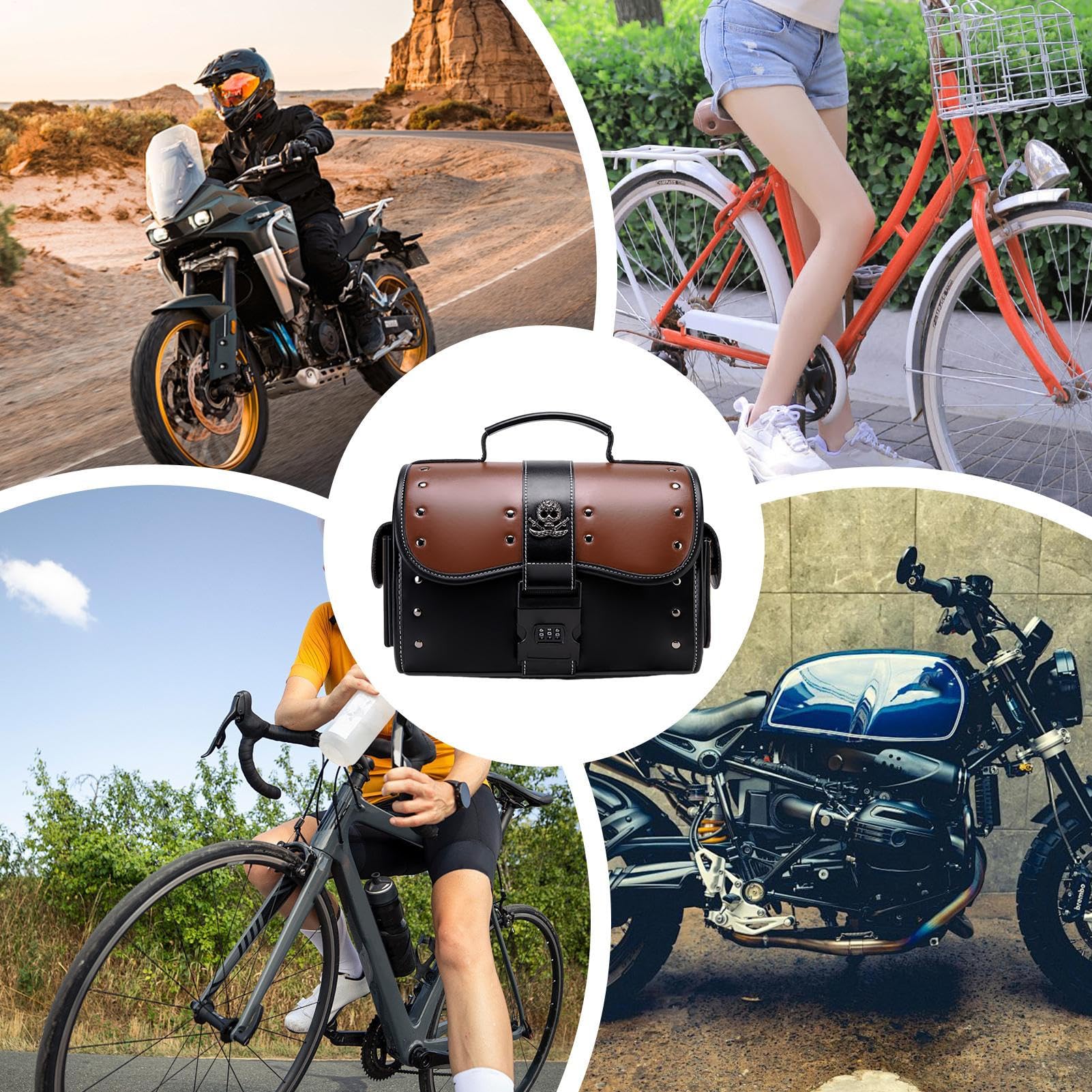 Borsa Da Carico Per Motocicletta Borsa Manubrio in Pelle | Motociclistici Impermeabili Organizzatore Attrezzi Per Avventura Viaggi Outdoor Ciclismo Commuting Uomo Donna Dirtbike