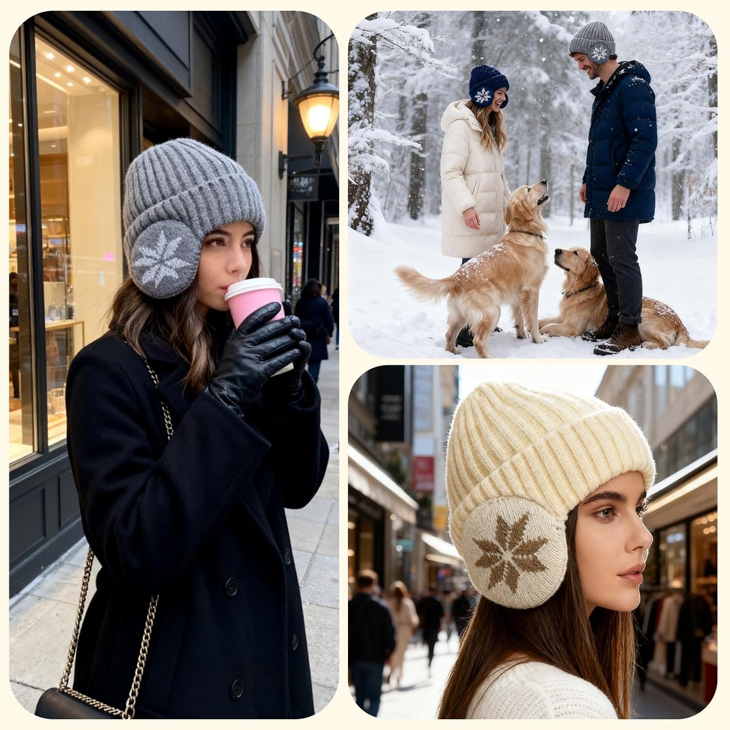 Fleece Lined Beanie with Ear Hood for Men and Women, Unisex Stretchable Thermal Knit Ski Hat for Winter Outdoor - Image 7