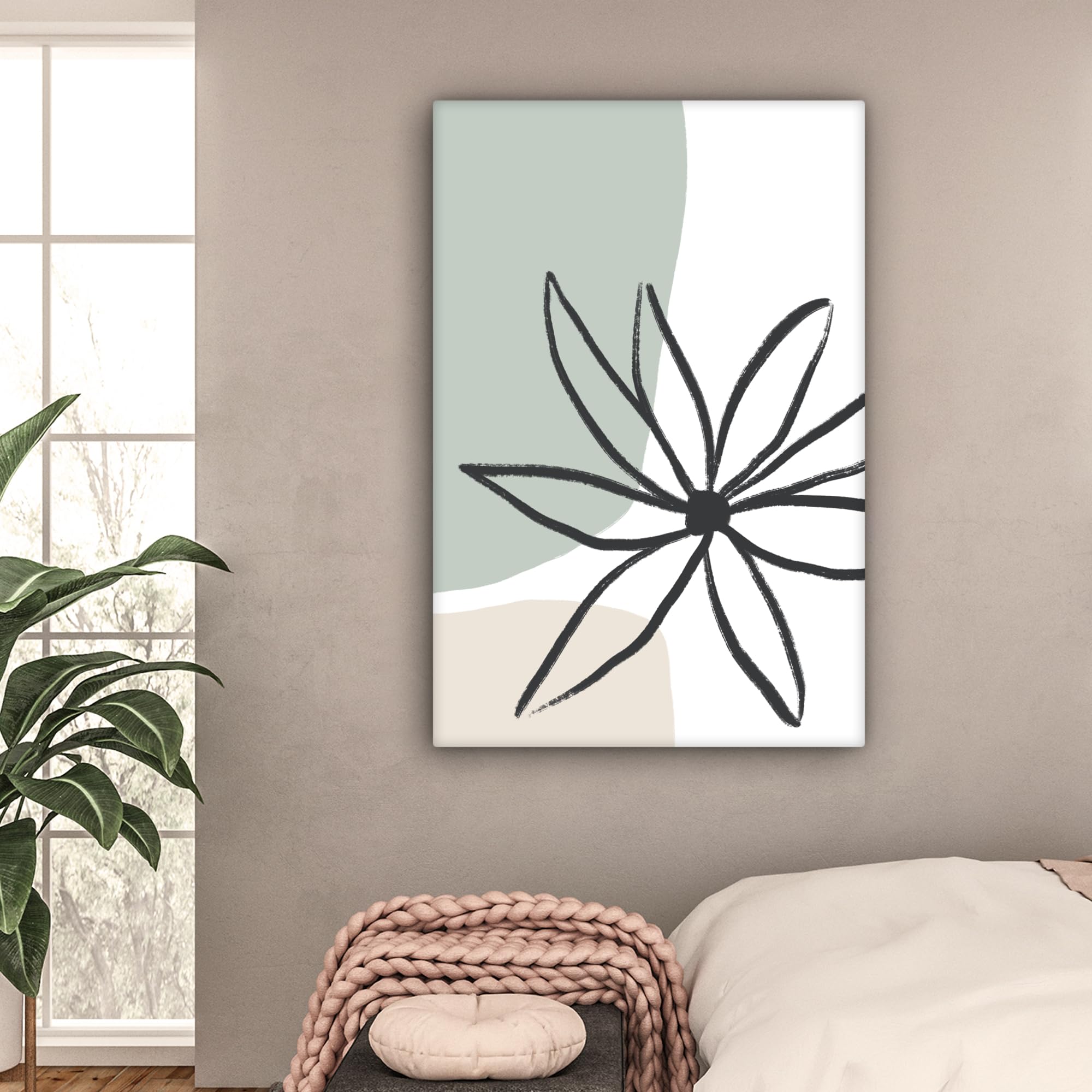 MuchoWow© Stampe su Tela moderne Quadro Moderno Soggiorno Quadretti da | 80x120 cm - Parete Room Decor Moderno - Fiore - Pastello - Minimalismo