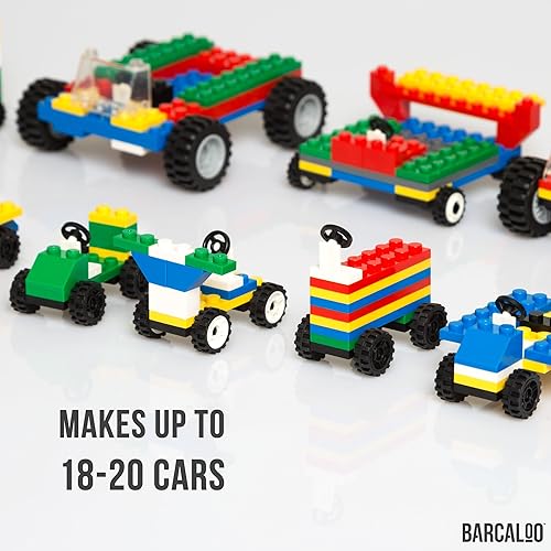 Miniatura 9 de Barcaloo Kit de ladrillos de construcción de 144 piezas - Rueda, neumático, eje y parabrisas, accesorios de automóvil, juego de accesorios para